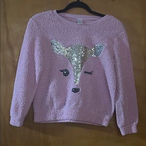 Arizona Jean Company Pink Fleece Sweater with Sequin Deer